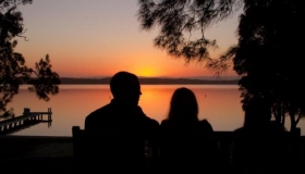 Silhouettes at sunset, Lake Macquarie