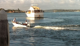 Watching the boats at Swansea Channel after a picnic dinner. 